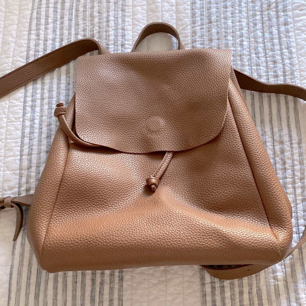 Brown Faux Leather Backpack